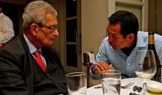 Talking to Prof Amartya Sen about Suu Kyi in Cambridge USA 2013